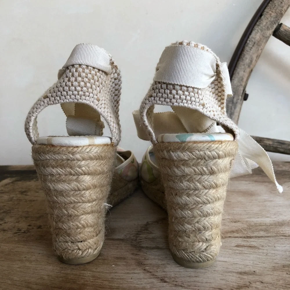 COACH🌷Espadrilles Cute Signature Ankle Tie Wedges - Picture 5 of 12